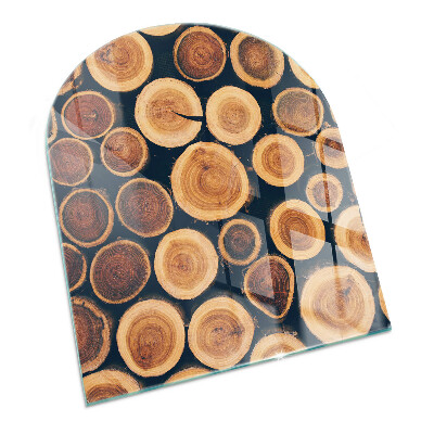 Halfronde plaat voor onder houtkachel Doos met houten frame