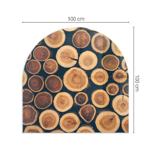 Szyba hartowana pod kominek półowalna Skrzynka z obramowaniem z drewna