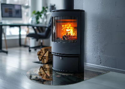 Halfronde plaat onder houtkachel Bloemenmotief met vlinders