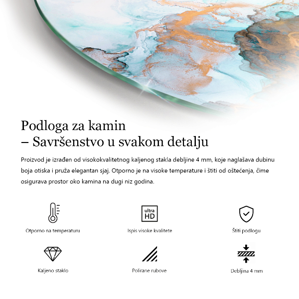 Panel kominkowy półowalny Abstrakcyjne wzory faliste i liniowe