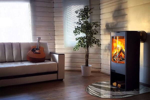 Halfronde vloerplaat openhaard Abstracte golvende en lineaire patronen