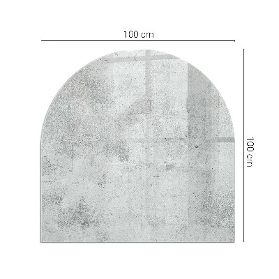 Halfronde plaat voor onder houtkachel Betonstructuur in een ruwe stijl