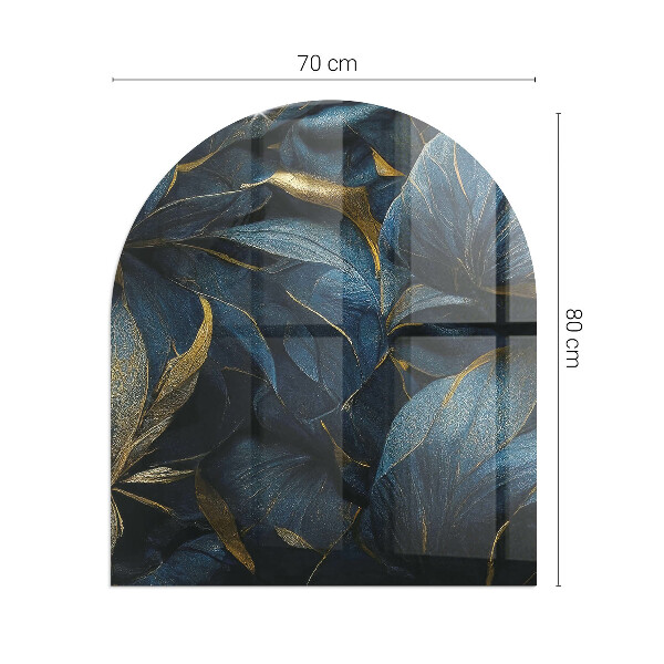 Halfronde plaat onder houtkachel Stijlvolle bladeren in de structuur