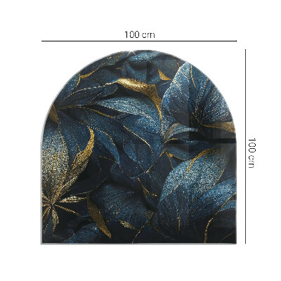 Halfronde plaat onder houtkachel Stijlvolle bladeren in de structuur