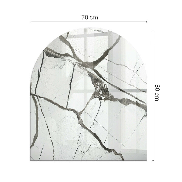 Szyba hartowana pod kominek półowalna Marmurowe żyły w eleganckim stylu