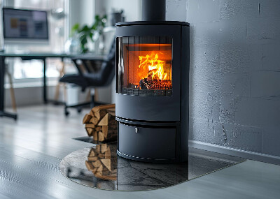 Szyba pod kominek półowalna Kamienny styl w naturalnym wydaniu