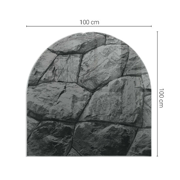 Halfronde plaat onder houtkachel Steenstijl in een natuurlijke uitvoering