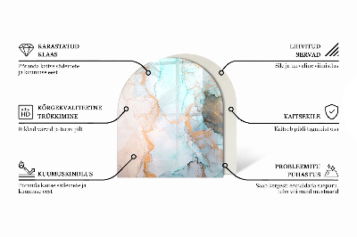 Halfronde vloerplaat openhaard Marmerlook met subtiele adering.