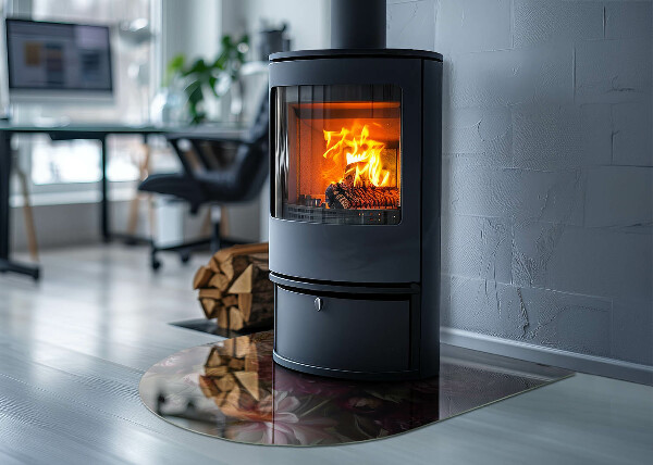 Halfronde vloerplaat openhaard Bloemdetails in volle bloei.