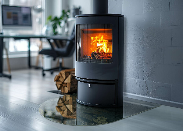 Halfronde plaat voor onder houtkachel Plantenpatronen met vlinders