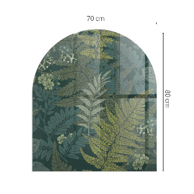 Halfronde plaat voor onder houtkachel Plantenpatronen met vlinders