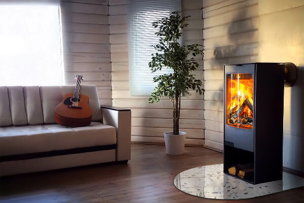 Halfronde vloerplaat openhaard Steenpatroon met kleine accenten