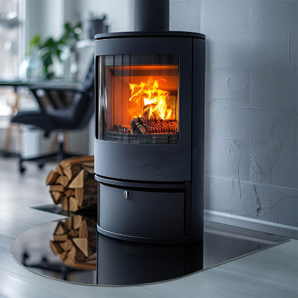 Halfronde vloerplaat openhaard Kleur zwart