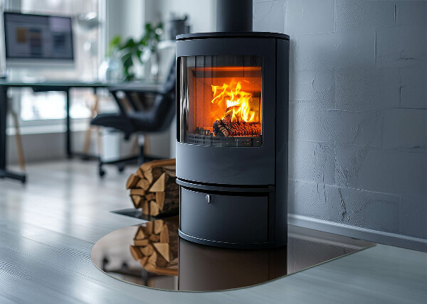 Halfronde vloerplaat openhaard Kleur bruin