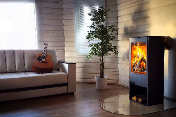 Halfronde plaat voor onder houtkachel Kleur bruin