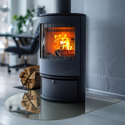 Szyba pod kominek półowalna Kolor szaro-zielony