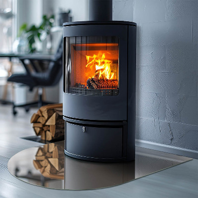 Halfronde plaat onder houtkachel Kleur bruin