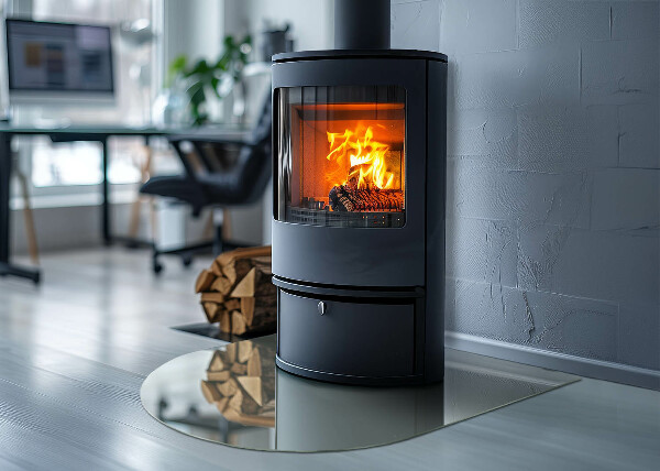 Halfronde plaat onder houtkachel Kleur: Lichtgroen