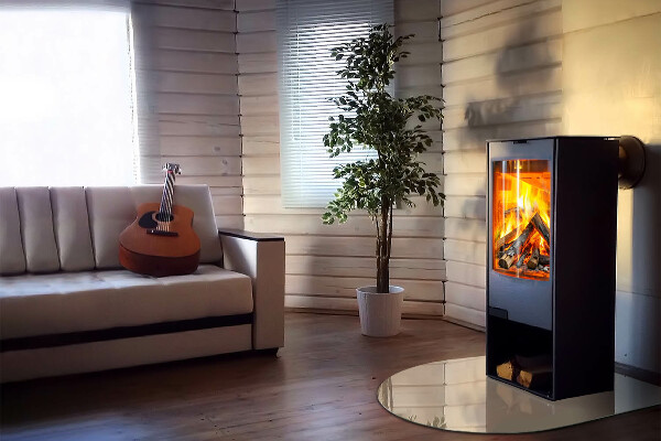 Halfronde plaat voor onder houtkachel Kleur beige