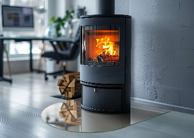 Halfronde plaat onder houtkachel Kleur beige