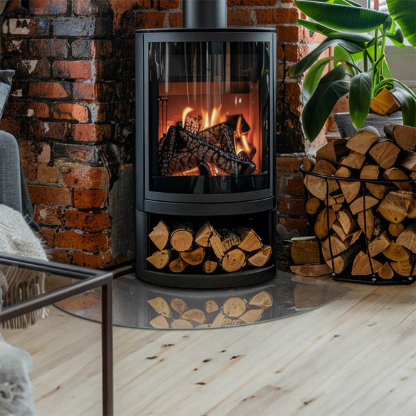 Szkło przed kominek ćwiartka Betonowa struktura z efektem