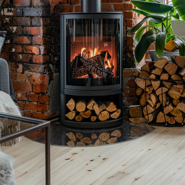 Szkło przed kominek ćwiartka Wzór kamienistej struktury