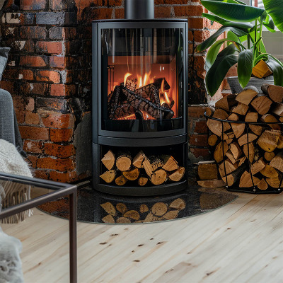 Szkło przed kominek ćwiartka Wzór kamiennej struktury