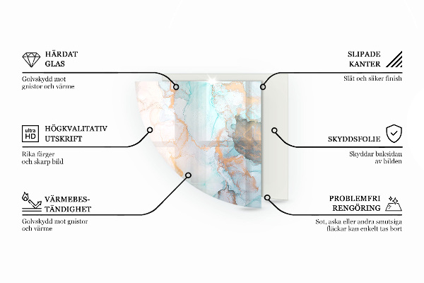 Kwartcirkel vloerplaat voor kachel Mozaïek decoratieve patronen