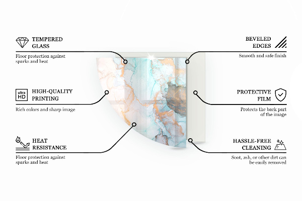Kwartcirkel vloerplaat voor kachel Mozaïek decoratieve patronen