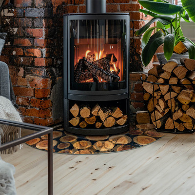 Kwartcirkel vloerplaat voor houtkachel Doos met houten frame