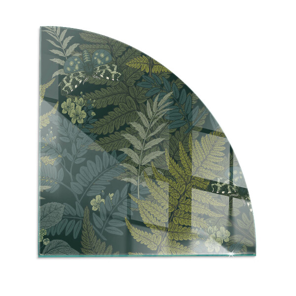 Kwartcirkel vloerplaat voor houtkachel Plantenpatronen met vlinders