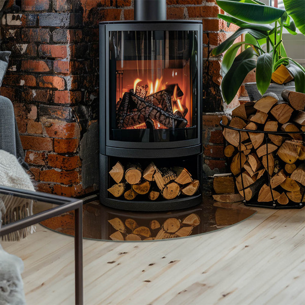 Kwartcirkel vloerplaat voor kachel Kleur bruin