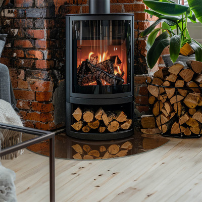 Kwartcirkel vloerplaat voor kachel Kleur bruin