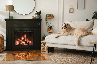 Szyba hartowana pod kominek Wzór przekroju drewna z wyraźnymi słojami