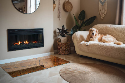 Szyba hartowana pod kominek Wzór przekroju drewna z wyraźnymi słojami