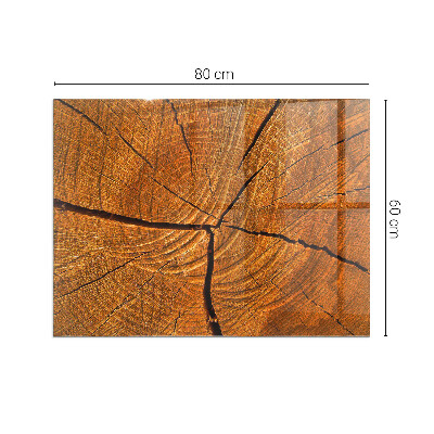 Plaat voor onder kachel Een dwarsdoorsnede van hout met een duidelijke nerf.