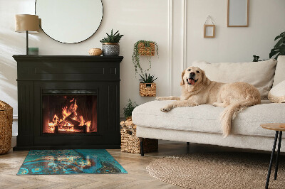 Vloerplaat openhaard Een expressief motief met een organische vorm.