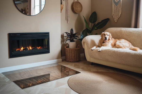 Vloerplaat openhaard Hout in een natuurlijke stijl