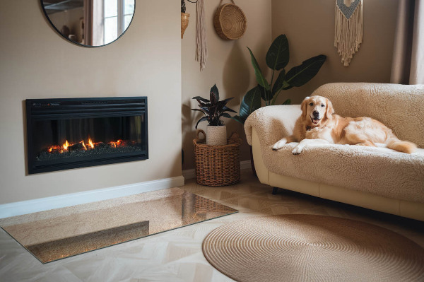 Szyba hartowana pod kominek Motyw autentycznego kamienia