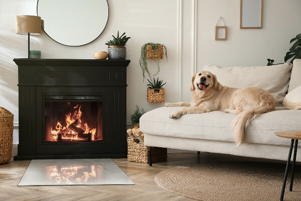 Plaat voor onder kachel Styling met een marmerpatroon