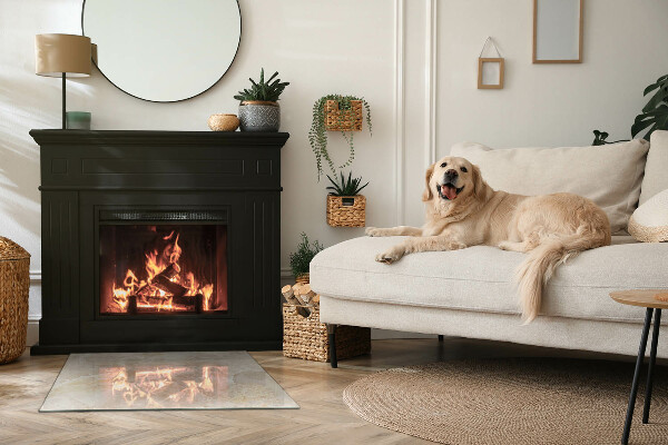 Plaat voor onder kachel Steenmotief in organische stijl
