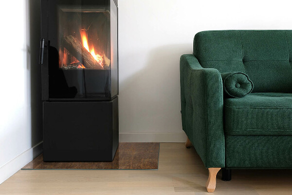 Vloerplaat openhaard Roestmotief op de metalen structuur