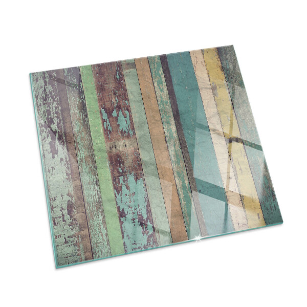 Plaat voor onder kachel Borden in vele kleurrijke tinten.