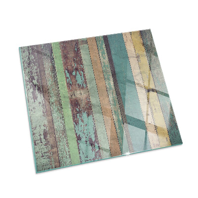 Plaat voor onder kachel Borden in vele kleurrijke tinten.