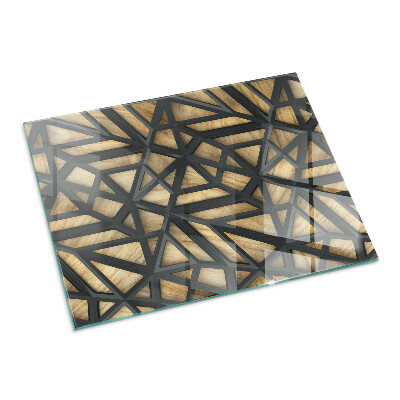 Vloerplaat openhaard Geometrische patronen met een houten achtergrond.