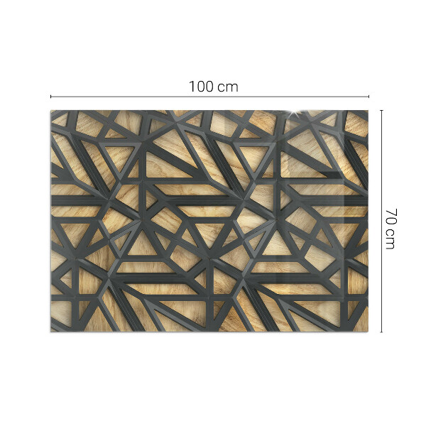 Podkładka pod kominek Geometryczne wzory z drewnianym tłem