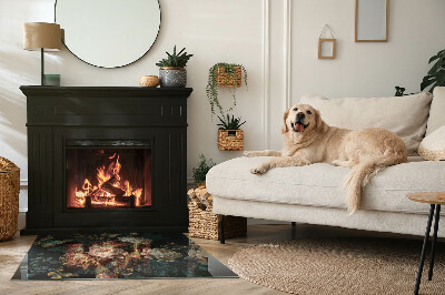 Szyba hartowana pod kominek Motyle na tle kwiatów