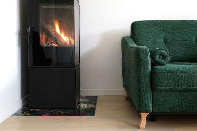 Plaat voor onder kachel Vlinders tegen een achtergrond van bloemen