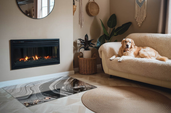 Vloerplaat openhaard Lijnen en golven in een moderne uitvoering