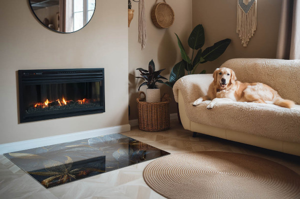 Podkładka pod kominek Szykowne liście w wzorze